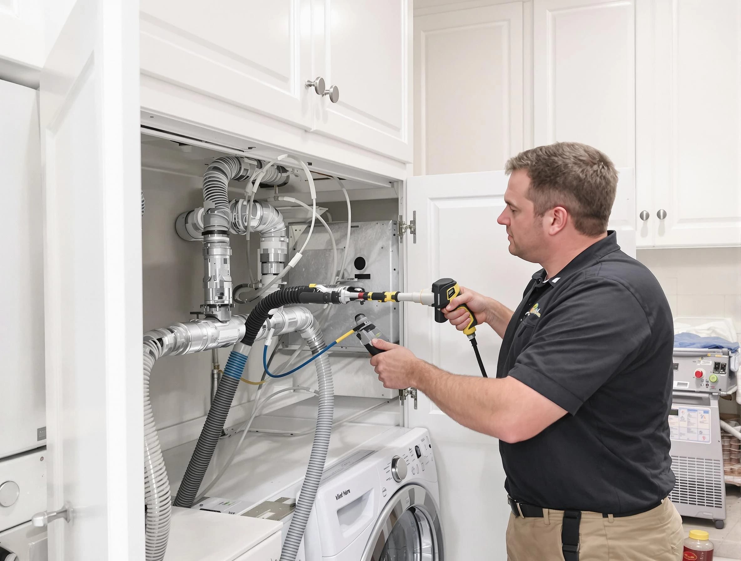 Los Ranchos de Albuquerque Dryer Vent Cleaning professional removing severe blockage from a clogged dryer vent in Los Ranchos de Albuquerque