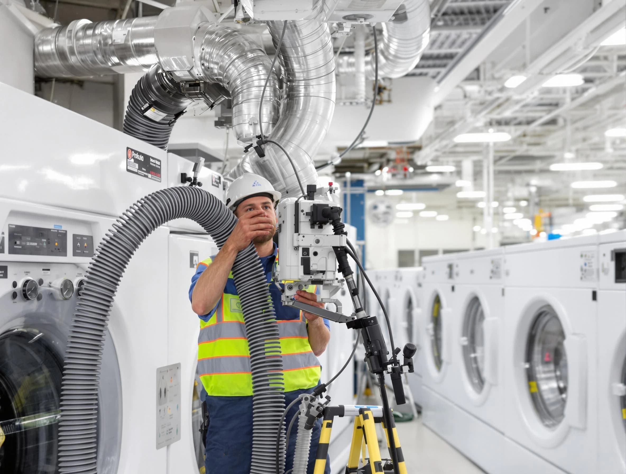 Los Ranchos de Albuquerque Dryer Vent Cleaning team performing commercial-grade dryer vent cleaning at a business facility in Los Ranchos de Albuquerque