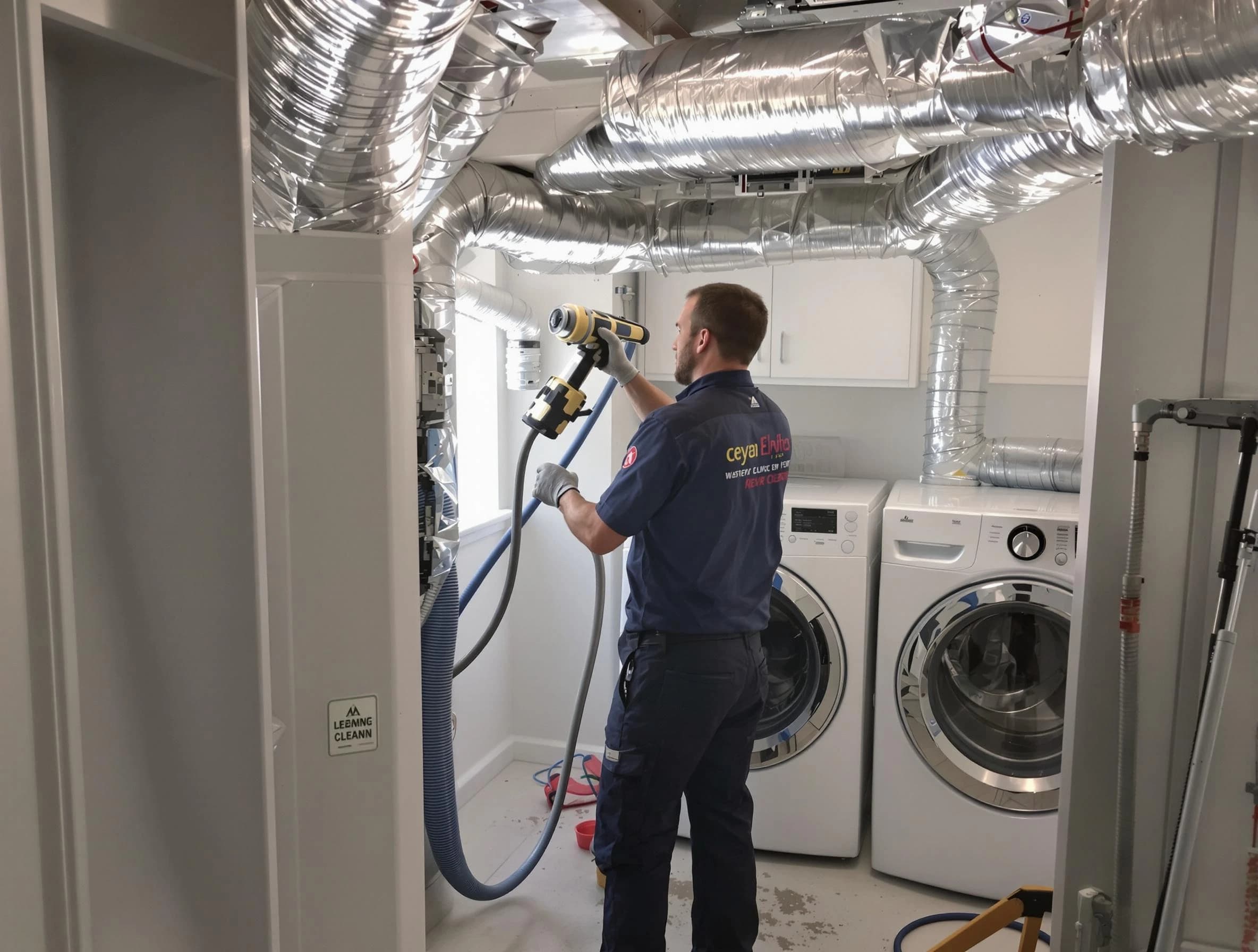 Los Ranchos de Albuquerque Dryer Vent Cleaning specialist using advanced equipment for thorough duct cleaning in Los Ranchos de Albuquerque