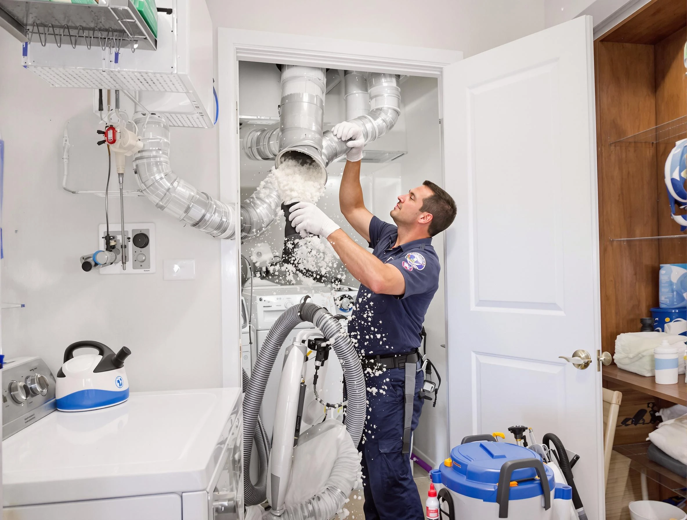 Los Ranchos de Albuquerque Dryer Vent Cleaning technician delivering thorough residential dryer vent cleaning service in Los Ranchos de Albuquerque